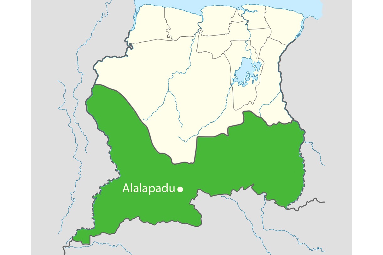 Alalapadu is situated in the south of Suriname, in the district of Sipaliwini.